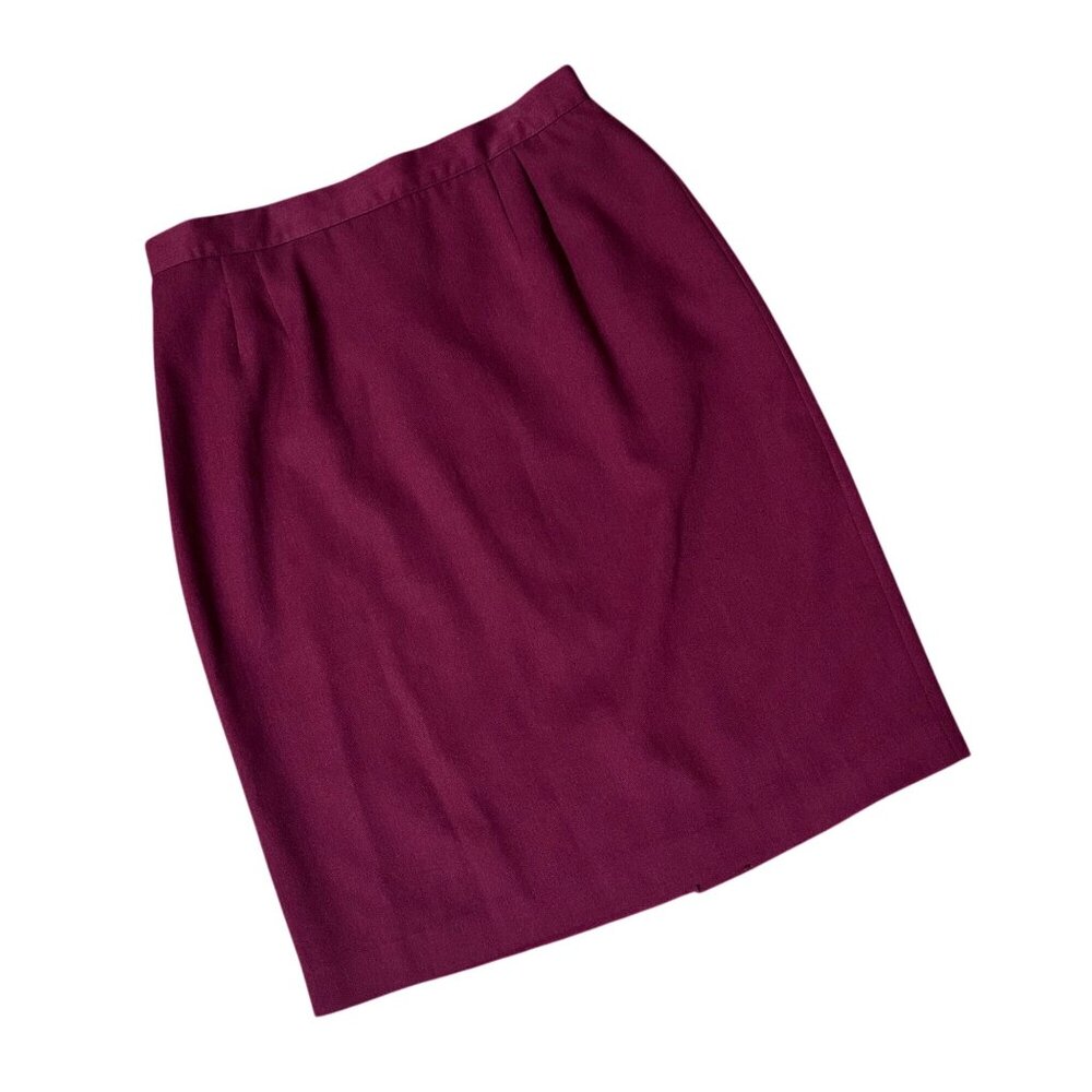 Vintage Burgundy Pencil Skirt Size 16 Worthington USA 1980s Maroon Red Retro - Picture 1 of 6